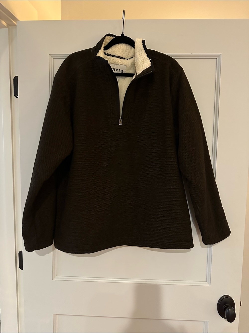 Orvis Men's Dark Brown Sherpa-Lined Half-Zip Sweater